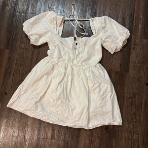 F21 White Puff Sleeve Dress